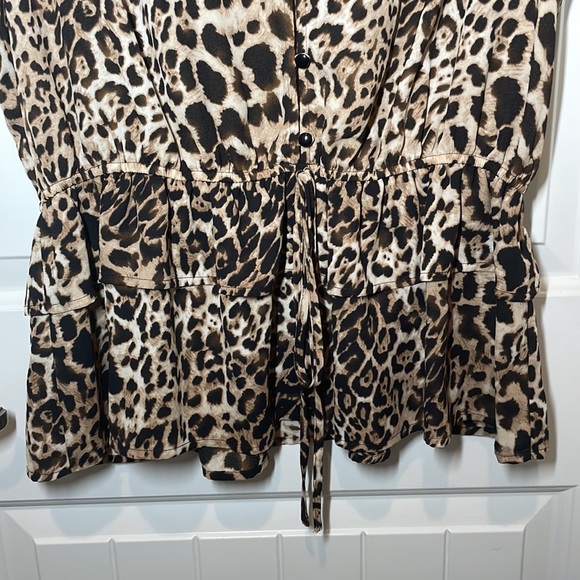 Pleione leopard print sleeveless tulip blouse women’s size XL - Picture 7 of 9